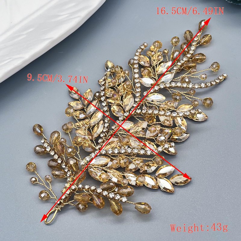 WONRLUA Wedding Hair Pieces for Brides, Handmade Bridal Headpieces, Rhinestone Hair Accessories for Women and Girls(Champagne)