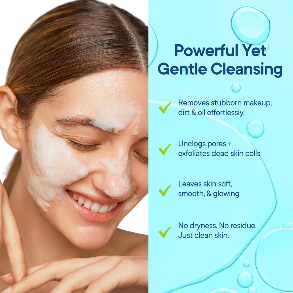 OrganiClear Facial Cleanser w/Organic Tea Tree & Salicylic Acid – Gentle Daily Foaming Gel Face Wash for Deep Cleansing & Makeup Removal – Unclogs Pores, Eliminates Dirt & Oil, (2 oz) 2 Pack