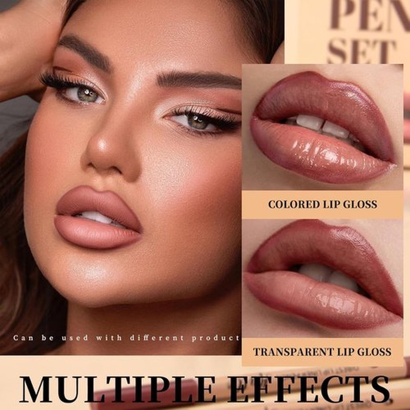 Skiennix Matte Velvet Lip Liner Set - 12 Highly Pigmented, Long-Lasting Waterproof Shades
