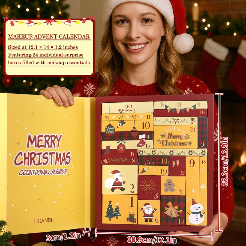 UCANBE Makeup Advent Calendar 2025, 24 Days Christams Makeup Sets For Women Gift, 2025 Xmas Countdown Calendar 24 Individually Boxed Full Make Up Kits For Teens Beauty Gift