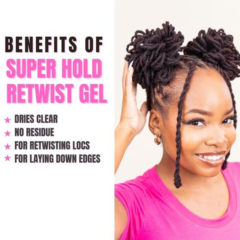 NappStar Super Hold Retwist Gel in Pink, Strong Hold for Locs and Edges, Non-Flaking, 16 Fl Oz