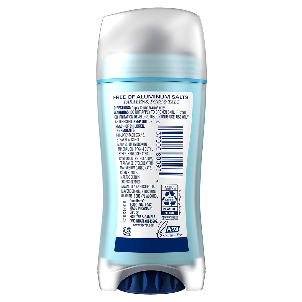 Secret Antiperspirant and Deodorant for Women, Aluminum Free Invisible Solid, Daylily Scent, 2.4 Oz (Pack of 12)