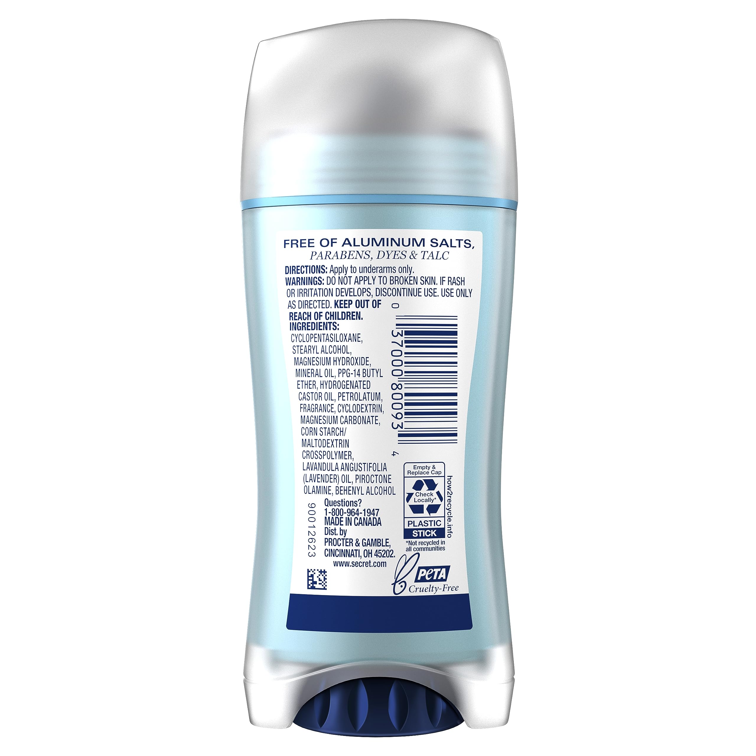 Secret Antiperspirant and Deodorant for Women, Aluminum Free Invisible Solid, Daylily Scent, 2.4 Oz (Pack of 12)
