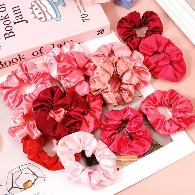 KICOSY 20PCS Pink Hair Scrunchies Bulk Pink Hair Ties for Women Girls Hair Accessories Valentine's Day Galentines Gift