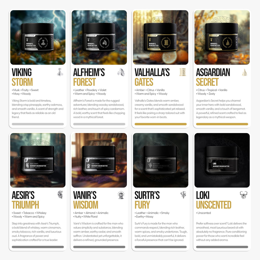 The Beard Struggle Warrior’s Beard Butter Viking Storm - Silver Collection - Handcrafted with Non-Greasy Low-Hold Formula, Luxurious Cologne-Grade Fragrances - 50g / 1.76 US. oz. Warrior-Glass Jar