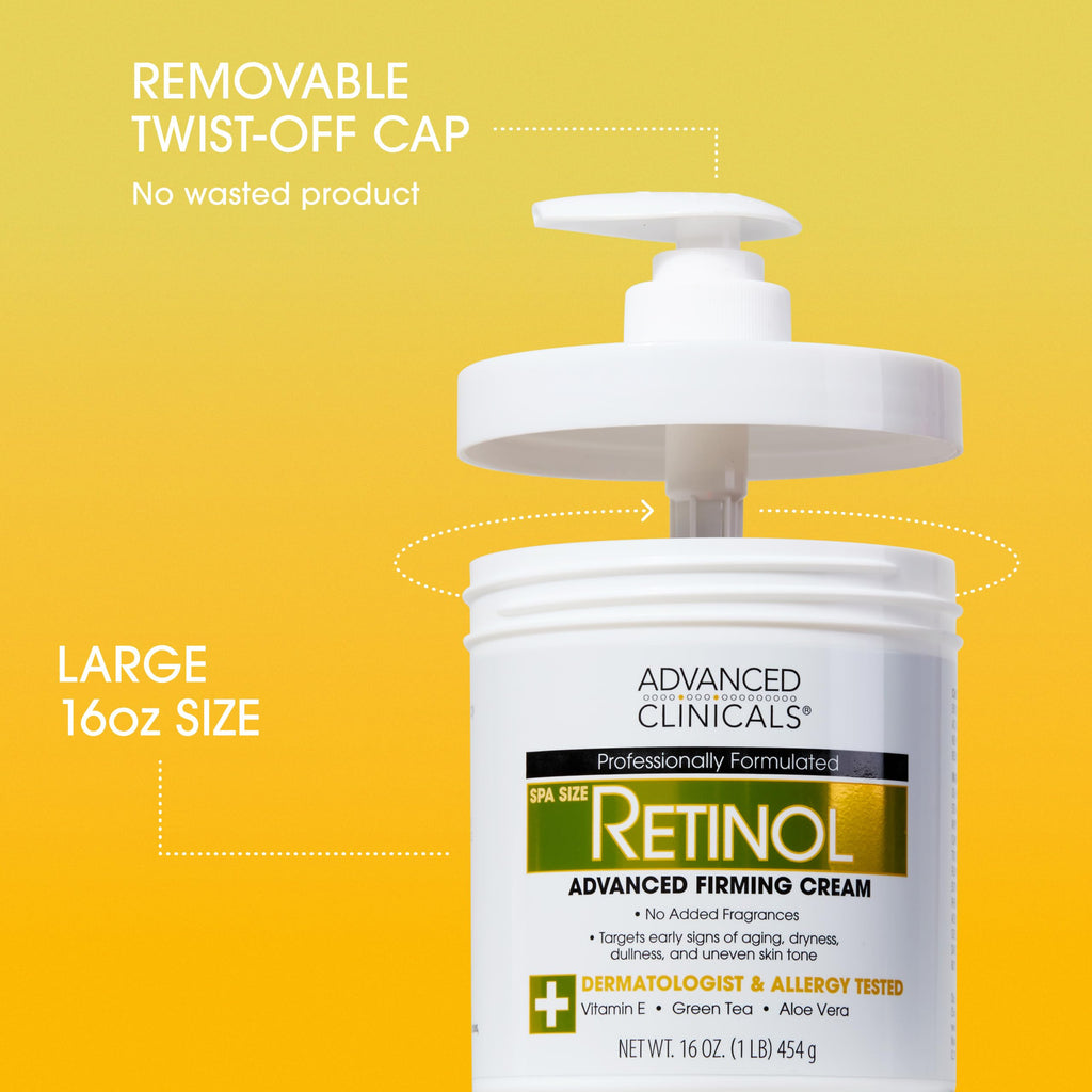 Advanced Clinicals Retinol Body Cream Moisturizer + Exfoliating 10% Glycolic Acid & Lactic Acid Lotion 2PC Skincare Set For Women & Men To Reduce Appearance Of Crepey Skin & Uneven Rough Skin Texture