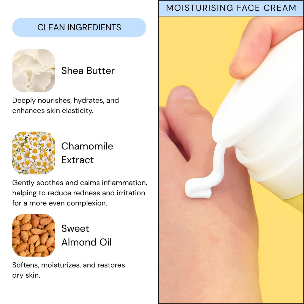 LAV KIDS Face Moisturiser with Jojoba Oil, Sweet Almond Oil, Shea Butter 50ml, Gentle Kids and Baby Moisturiser Cream, Dermatologically Tested for All Skin Types