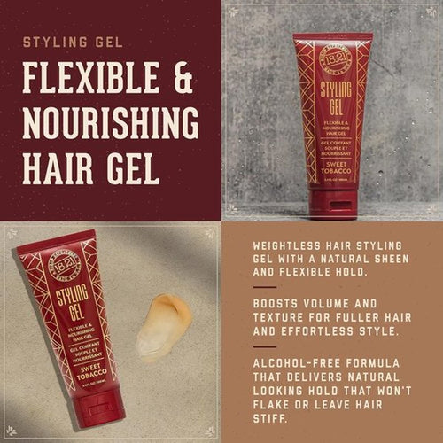 18.21 Man Made Hair Styling Gel - Weightless All-Day Flexible Hold, 3oz | Original Sweet Tobacco Scent