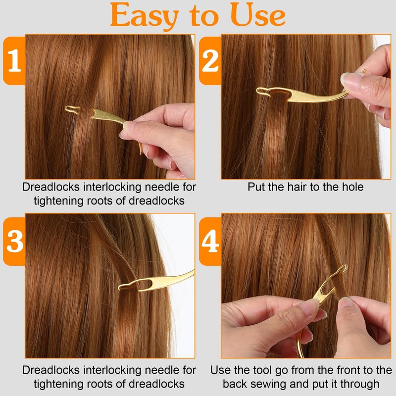 YBEATY 12 PCS Locs Hair Interlocking Tool Set 4 Styles Retighten Tool Retighten Tools Bent Hook Shape Loc Needle Dreadlock Crochet Needle Easy Hair Loc Needles for Maintaining Dreadlocks Styling