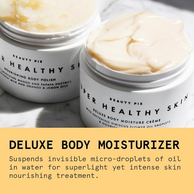 Beauty Pie Super Healthy Skin Deluxe Body Crème – Rich Hydration Body Butter with Cold-Pressed Hibiscus Oil, Hyaluronic Acid & Vitamin E – 8.45oz Nourishing Body Moisturizer for Dry & Mature Skin