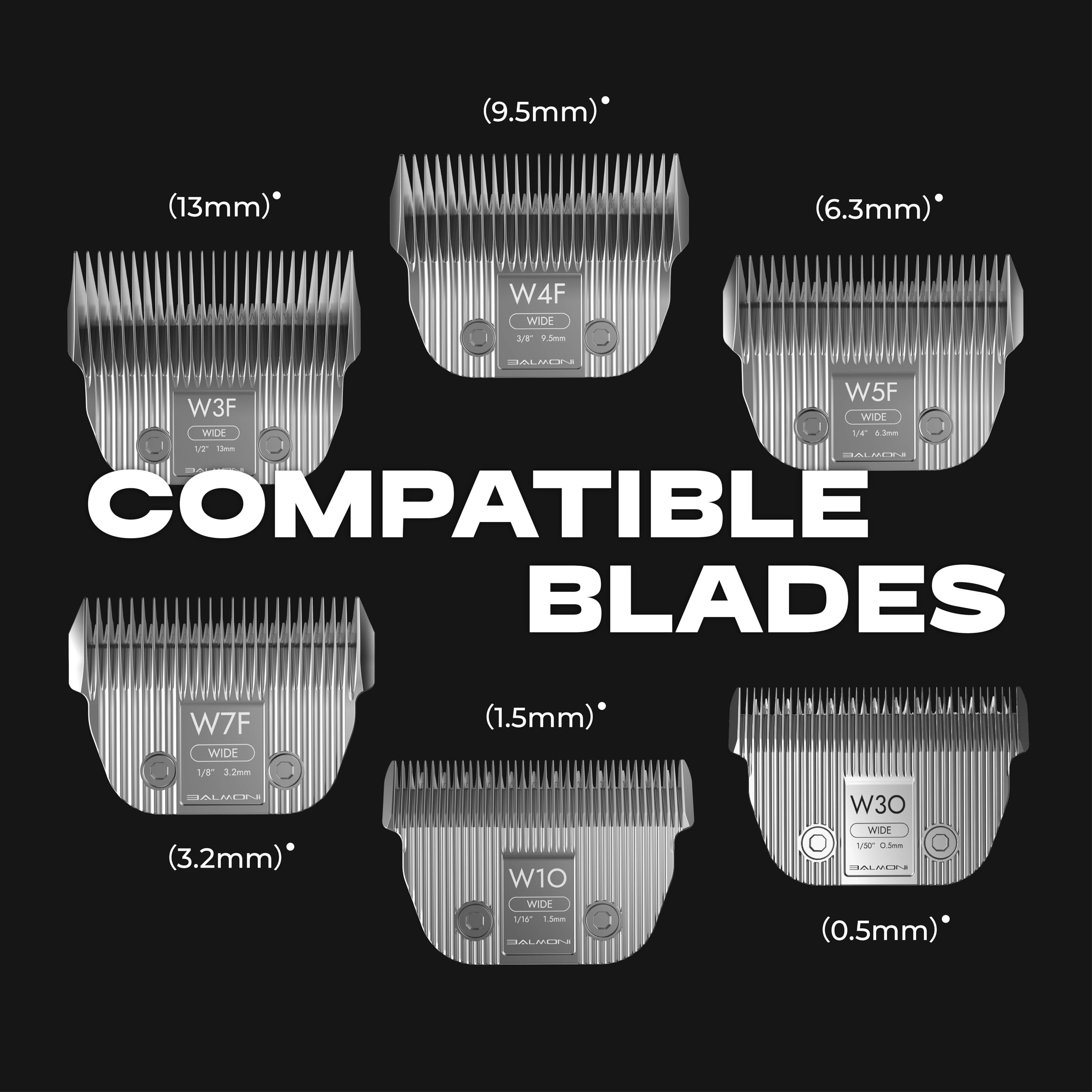 BALMONI Detachable Pet Dog Grooming Ceramic Titanium A5 Wide Blade, Compatible with Wahl, Andis, Heiniger A5 Clippers (30W 1/50", 0.5mm)