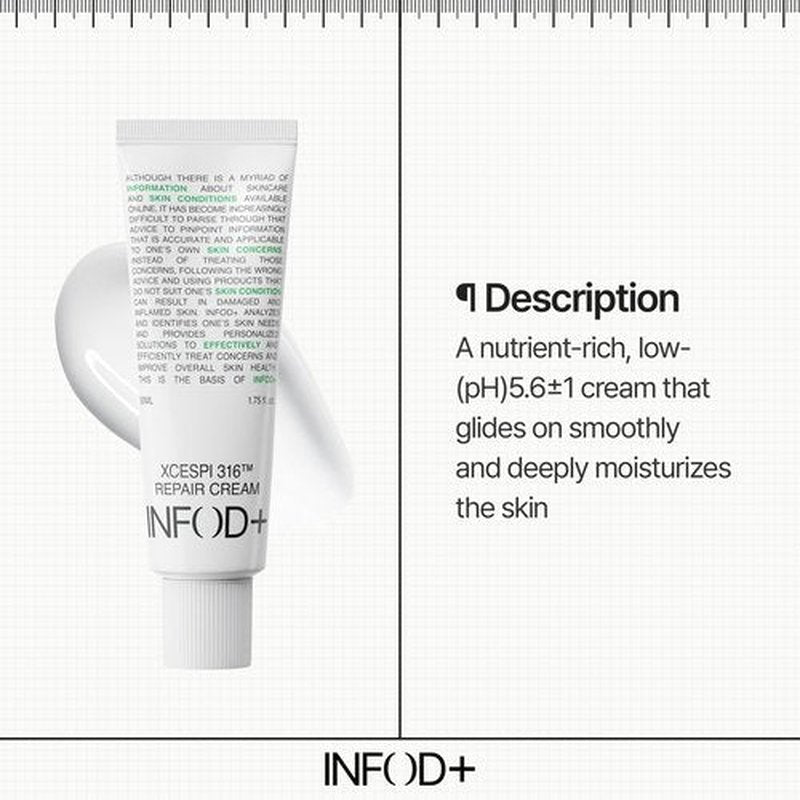 INFODPLUS Korean Skin Care Sensitive Face Cream, Lightweight Moisturizer with Ceramides & Panthenol, Skin Barrier Support & Deep Hydration, Low pH Daily Cream for AM/PM Use, 50ml