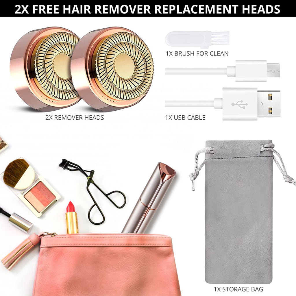 Facial Hair Removal for Women: Electric Hair Removal Device - Rechargeable Painless face Razor for Chin Upper Lip Peach Fuzz with Light (Pink)