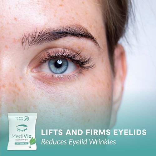 Tea Tree Eyelid Cleanser Wipes - Soothing Dry Eye Relief | 30 Single-Use Towelettes for Eyelash Care