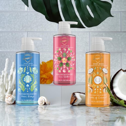 Safeguard Liquid Hand Soap, Micellar Deep Cleansing, Washes Away 99% Bacteria, Made with Natural Moisturizers, Enriched with Skin Conditioners, PH Balanced, Sun Seeker Scent 10.1 oz (Pack of 4)