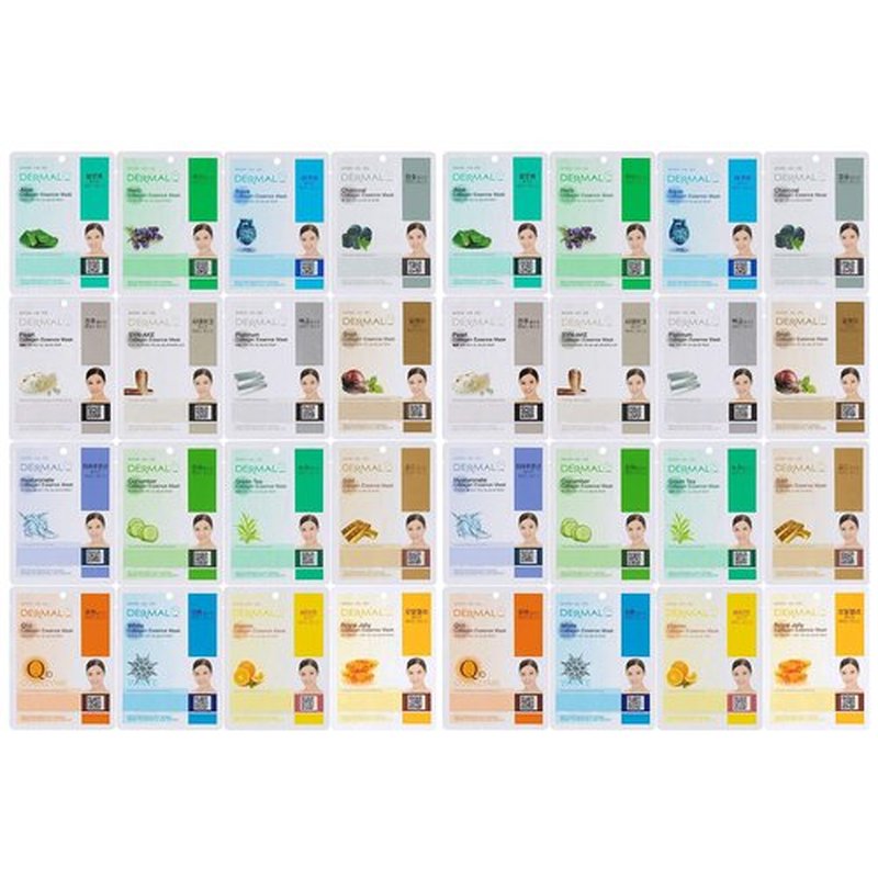DERMAL 32 Combo Pack Made in Korea Facial Mask – 20+ Years of K-Beauty Experience, Premium Quality Korean Sheet Masks for Daily Skincare Routine