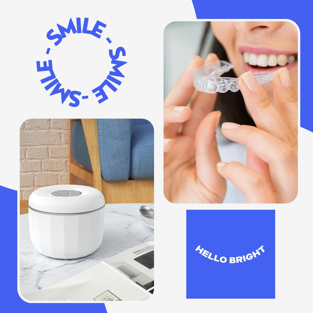 Hello Bright - Ultrasonic Retainer Cleaner Machine for Invisalign, Aligner, Night Guard, Denture, Whitening Tray, Mouth Guard and Toothbrush Head - Dental UV Ultrasonic Cleaner Pod [no UV Light]