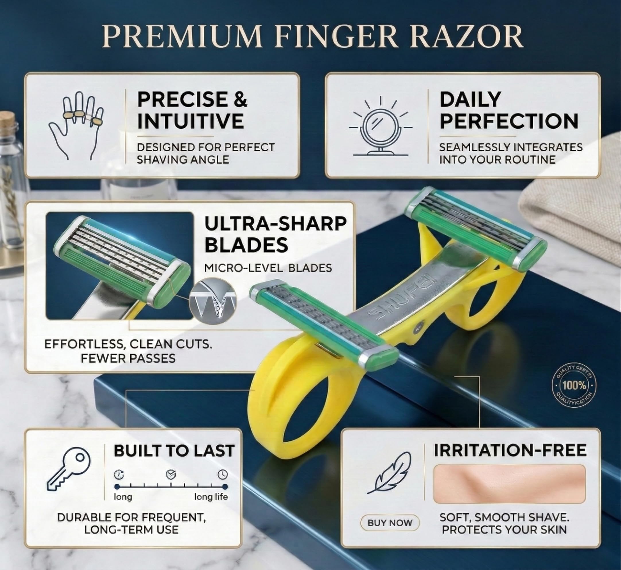 2026 New Version Bald Head Shaver for Men - Double Blade Ergonomic Manual Razor Kit with Spare Blades & Protective Travel Case