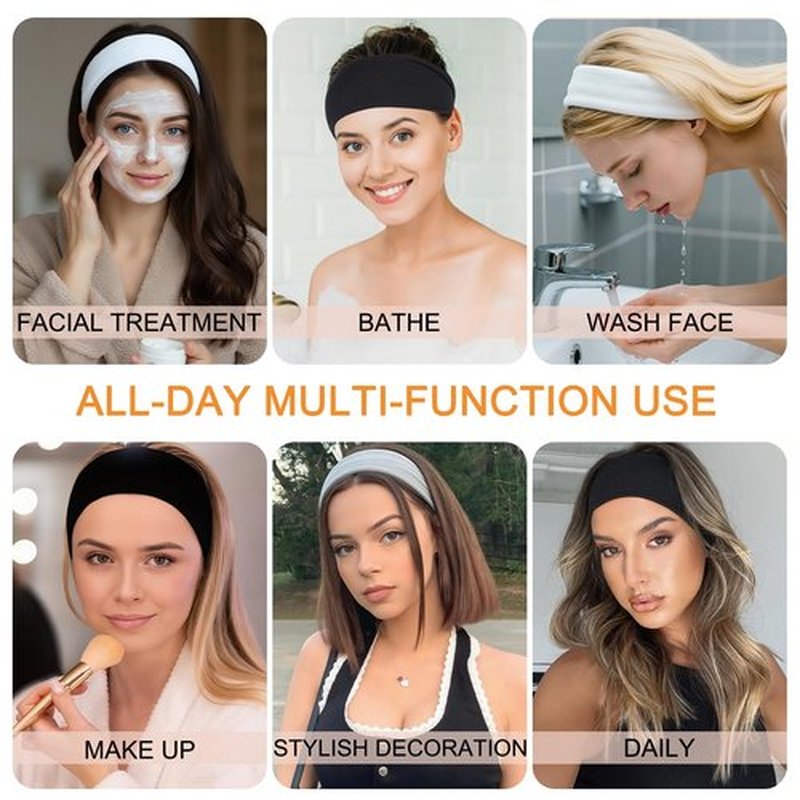 RuiYok Black Headbands for Women 6PCS,Non Slip Head Bands Hair Accessories for Securing Hair,Elastic Hairbands for Yoga Workout Every Day