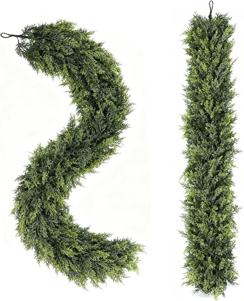 Bdor 6ft Artificial Cedar Garland - Realistic Faux Greenery for Holiday Decor | Perfect for Mantels, Staircases & Doorways