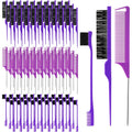 Youyole 90 pcs Hair Styling Set:30 Teasing Brushes, 30 Rat Tail Combs, 30 Edge Brushes for Women, Babies, and Kids(Purple)