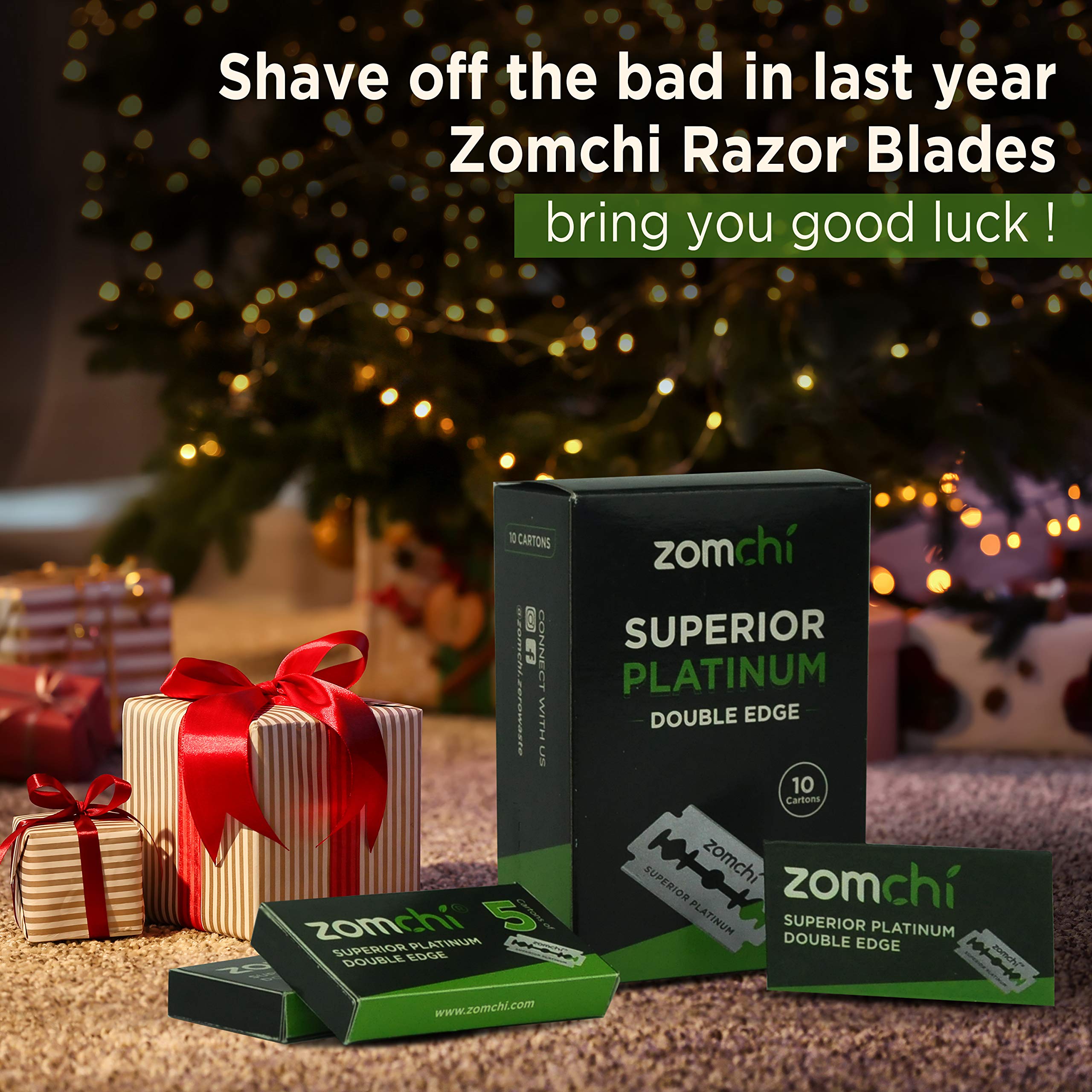 ZOMCHI Double Edge Razor Blades, 50 Count Platinum Coated Refills