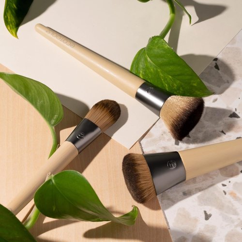 EcoTools Buffing Brush Set | Soft Custom Cut Bristles & Recycled Aluminum Ferrules - Ideal for Cream or Powder Foundation (Pack of 2)