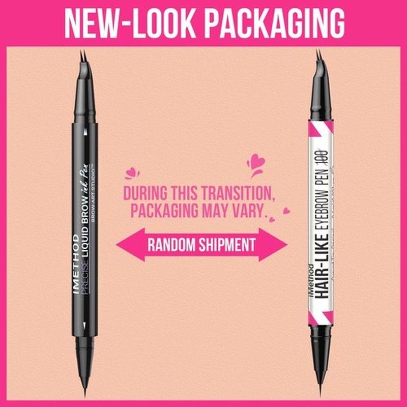 iMethod Curved Eyebrow Pen - 2-in-1 Dual-Ended Eyebrow Pencil with Curved Tip and Precise Brush-Tip, Microblading Pen for Natural Brows, Dark Brown