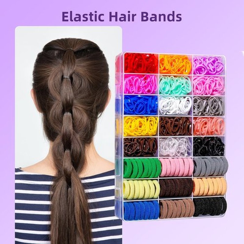 Toddlers Hair Accessories Set for Girls - Colorful Small Rubber Bands,No Damage Elastic Hair Ties and Topsy Tail Tools