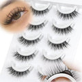 Self Adhesive Eyelashes Preglued Glueless - Natural Look No Glue Eyelashes 3D 12mm Natural Cat Eye Waterproof Glueless No Glue Needed Reusable Stick on False Strip Lashes by EMEDA (6D46 with Tweezers)