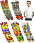 iToolai 5 Pairs Fake Tattoo Arm Sleeves for Kids Boys Girls Temporary UV Protection Tattoo Arts Sleeve Sets(Patterns 1)