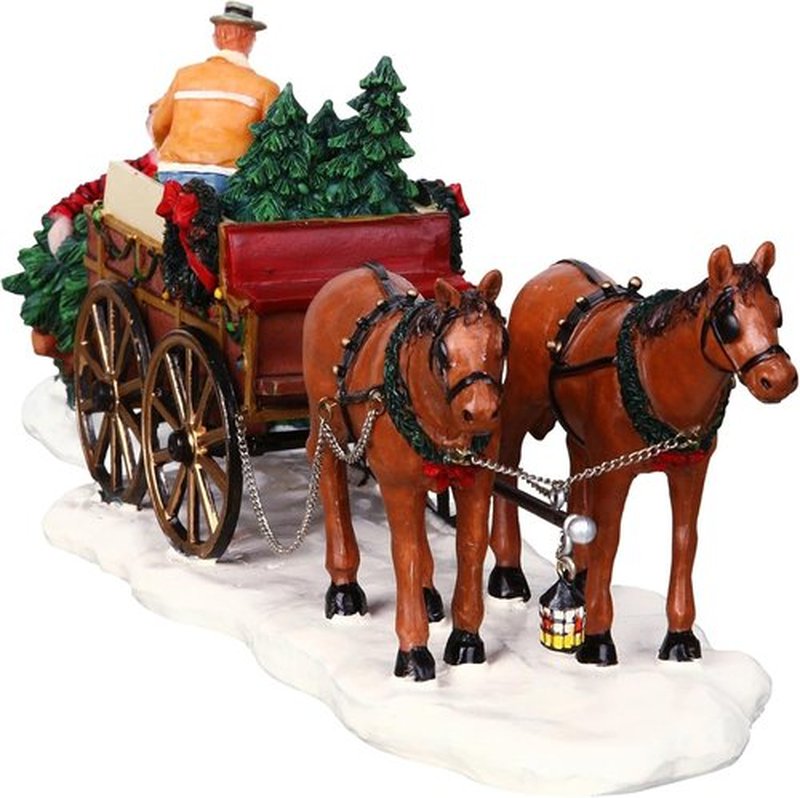 Lemax Christmas Village | Set of 2 Christmas Tree Wagons - Festive Holiday Decor