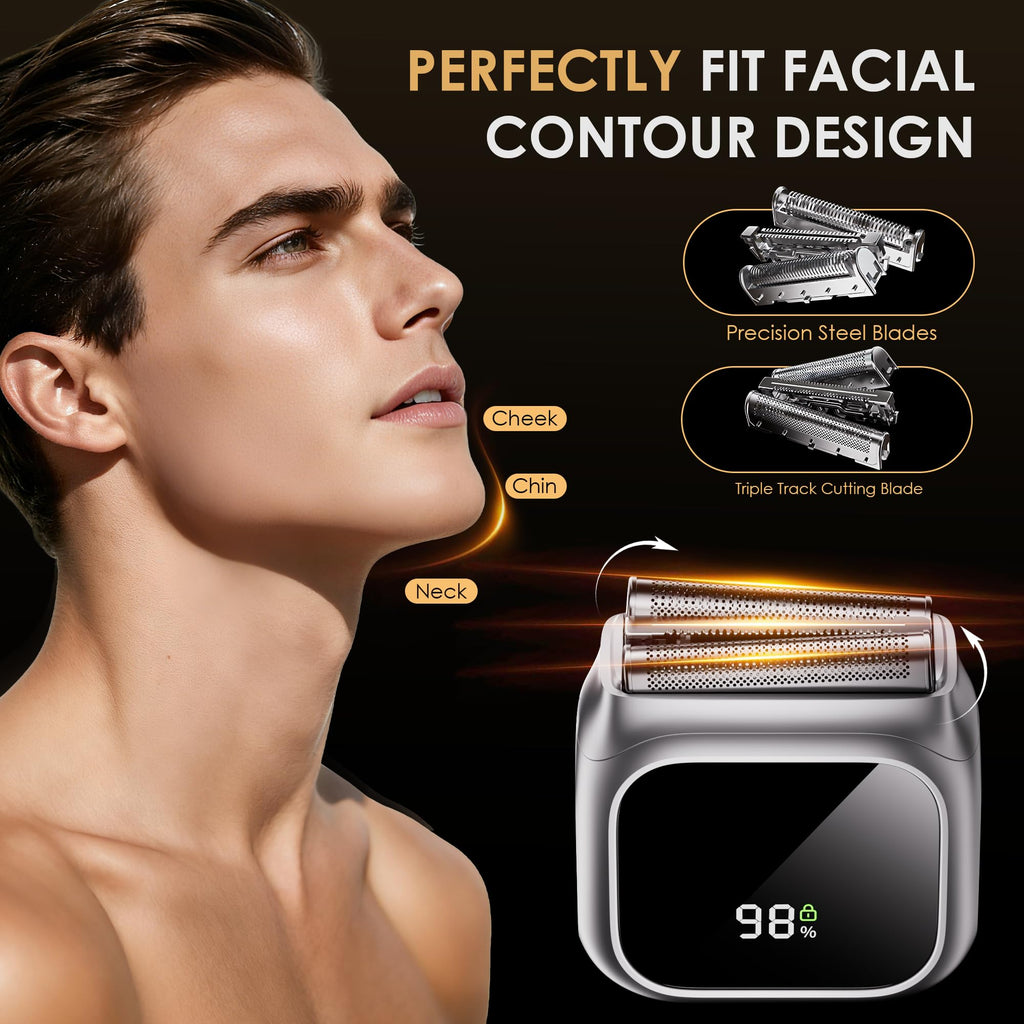 Men's Foil Shavers，Dust-Proof Magnetic Cover，Triple-Blade SkinGuard System，Good