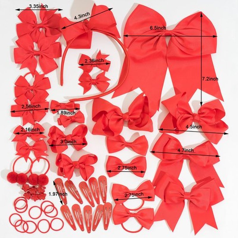 Red Hair Bows Set - 50PCS Valentines Birthday Hair Bow for Little Toddler Kids Girls Hair Accessories