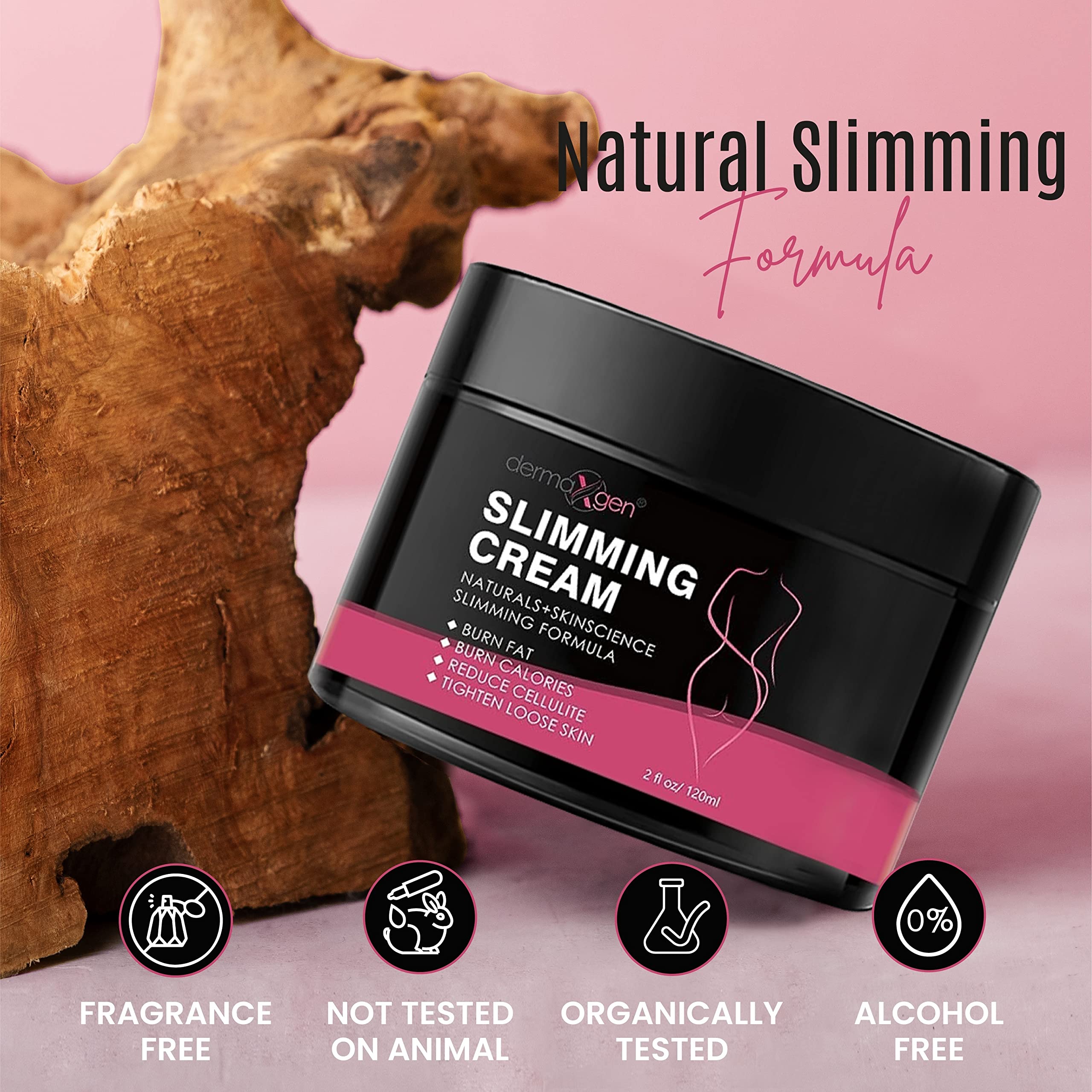Dermaxgen Slimming Cream for Tummy, Belly & Waist Firming - 100% Natural Anti Cellulite Cream with Organic Ingredients - Natural Formula for Body Firming & Shaping - 2 FL Oz