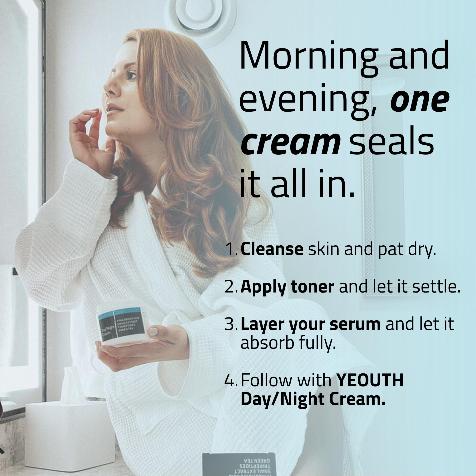 YEOUTH Day Night Face Cream with Hyaluronic Acid, Snail Mucin and Tripeptides, Fragrance Free Facial Cream, Hydrating Face Moisturizer for Dry Skin, 4 oz
