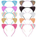 COCIDE 10Pcs Cat Ears Headbands Glitter Taylor Party Decorations Headbands for Womens Gabby Party Favors Kitty Birthday Supplies for Women Hair Accessories Hair Hoops Costume