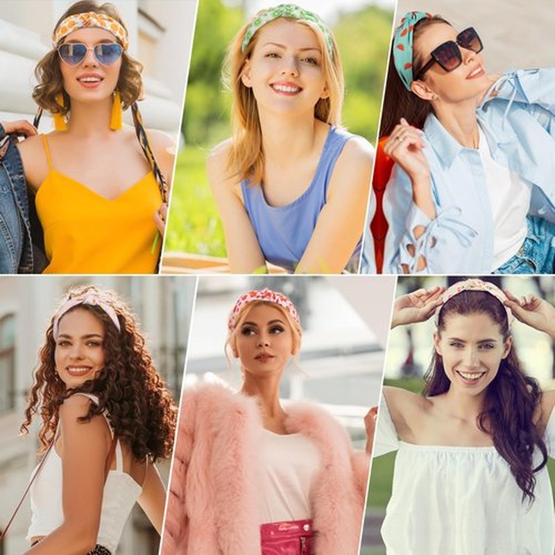 DiyJibb Headbands for Women Girls - 6PCS Stylish Top Knotted Headbands - Knotted Headband for Women - Head Bands Wide Hairband Hair Accessories