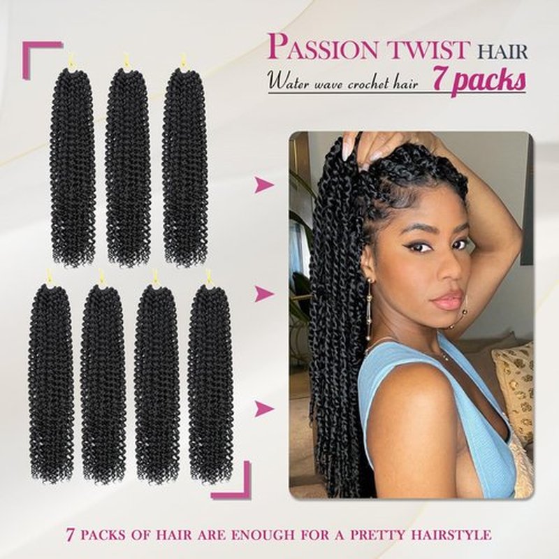 Dansama 7 Packs Passion Twist Hair Water Wave Braiding Hair for Butterfly Style Crochet Braids Bohemian Hair Extensions (24inch (Pack of 7), #2)