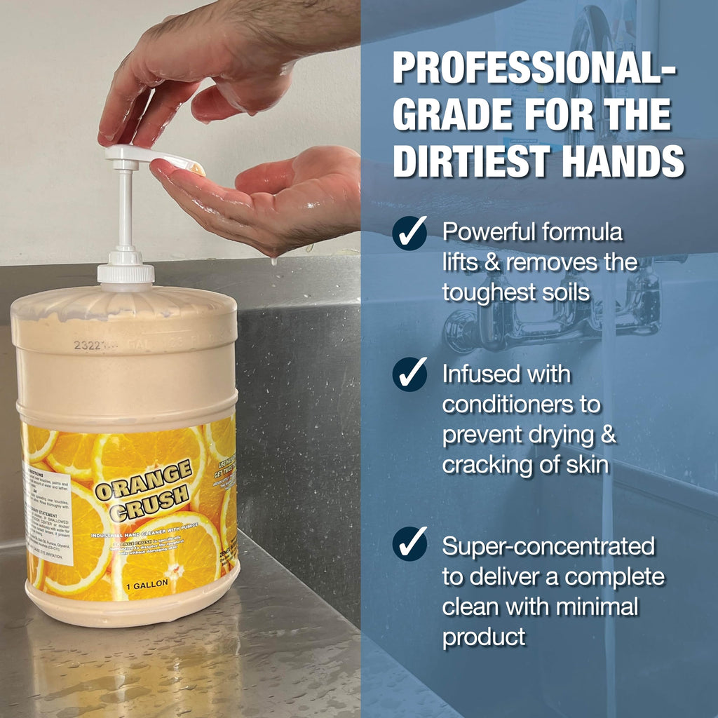 Zenex Orange Crush Hand Soap with Pumice and Skin Conditioners - Industrial Hand Cleaner | Citrus Crème Scent | Dissolve Tough Soils | Does Not Dry Out Skin | 1 Gallon (1-Pack)