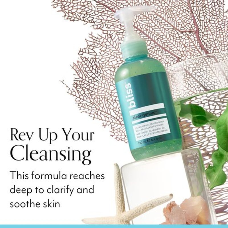 Bliss Acne-Prone Skin Bundle - Clear Genius Toner, Body Spray, Spot Treatment BHA Salicylic Acid and Clarifying Peel & Cleanser