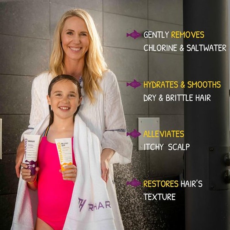TRIHARD Kids Swim Shampoo & Conditioner Set - Tear-Free Chlorine Defense for Healthy Hair