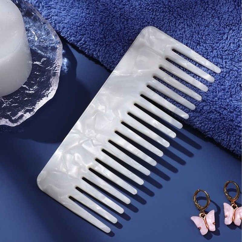 Beaupretty Tortoiseshell Wide Tooth Comb - Anti Static Plastic Barber Shop Comb for Salon & Home, White