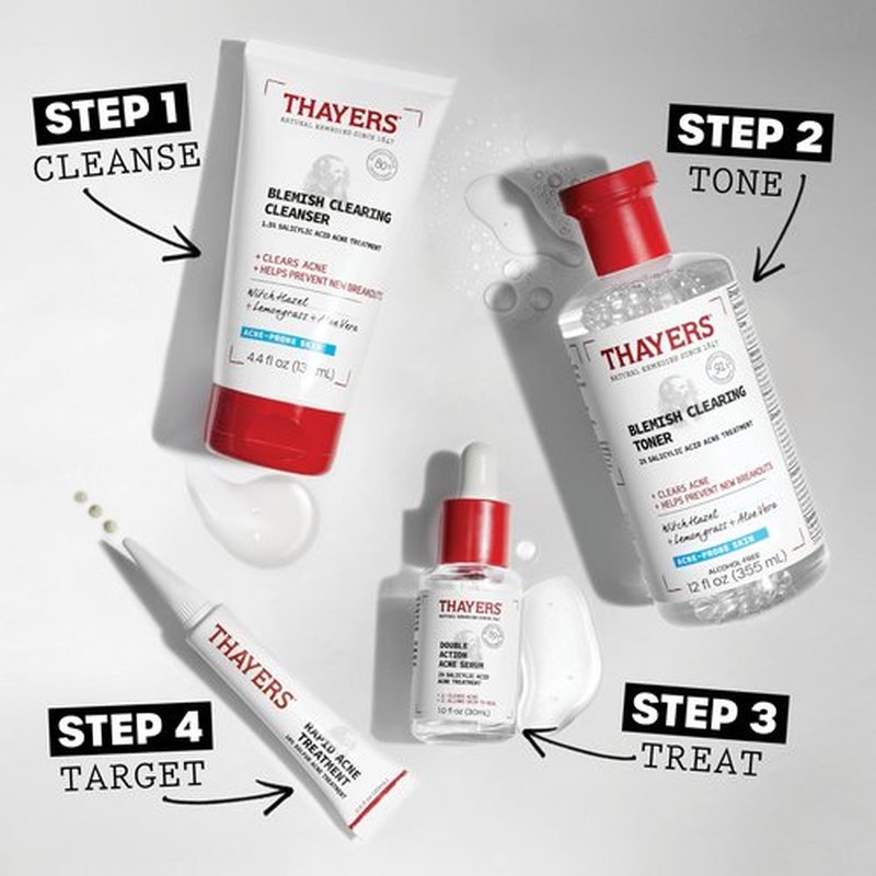 Thayers Double Action Acne Serum with Salicylic Acid, Acne Treatment Face Serum with 2% Salicylic Acid and Niacinamide, Soothing and Non-Stripping Skin Care, 1 Fl Oz