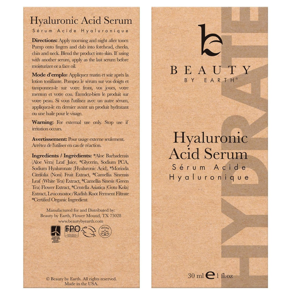 Hyaluronic Acid Serum for Face - USA Made with Natural & Organic Ingredients, Hydrating Anti Aging Face Serum, Softens and Smoothes Dry & Sensitive Skin, Fragrance Free Day & Night Facial Serum