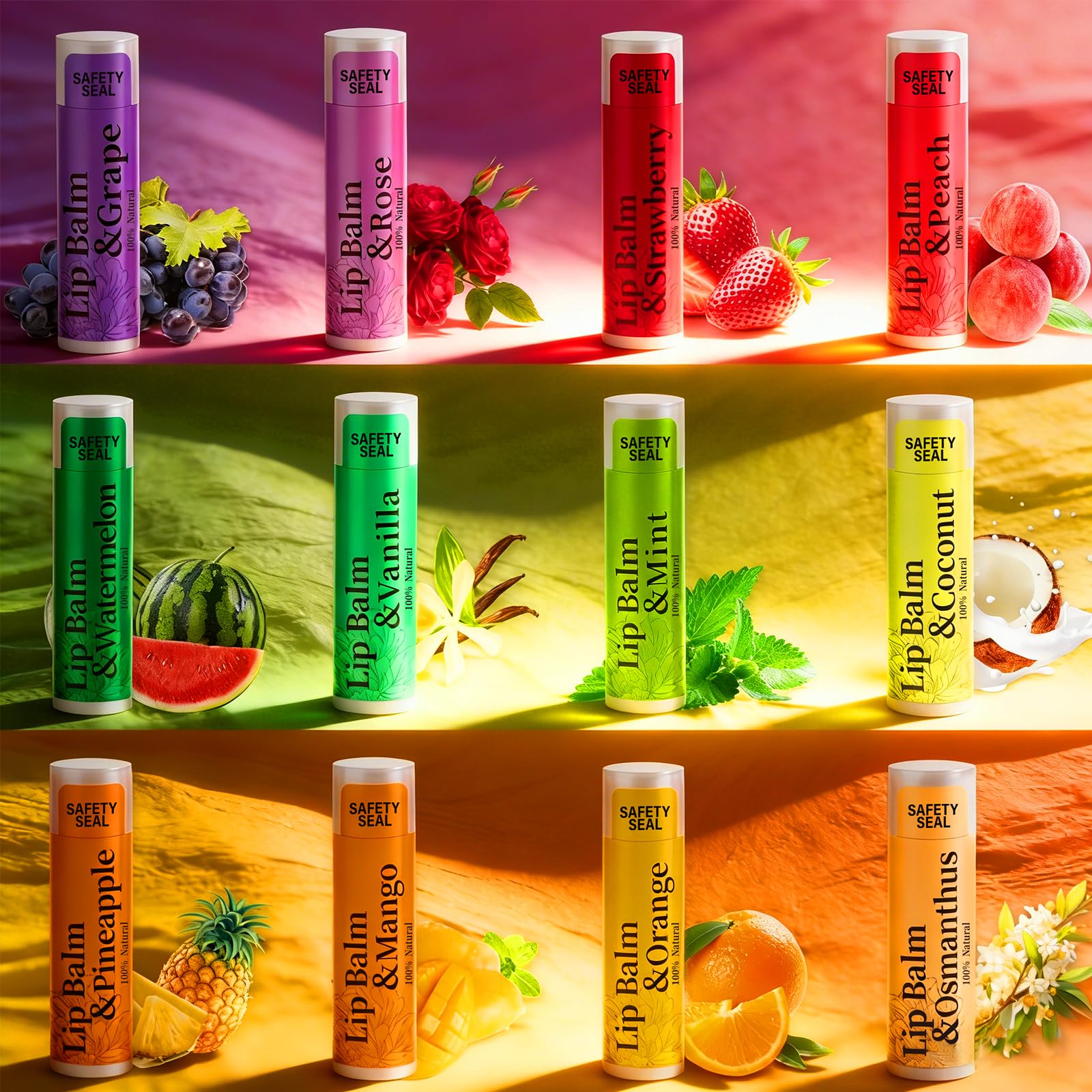 RBUGR 320 Pcs Lip Balm Bulk- Natural Moisturising Organic Set for Cracked Lips, 12-Flavored Professional Pack Bulk Gifts Valentine Party Favors (4.2g/0.15oz)