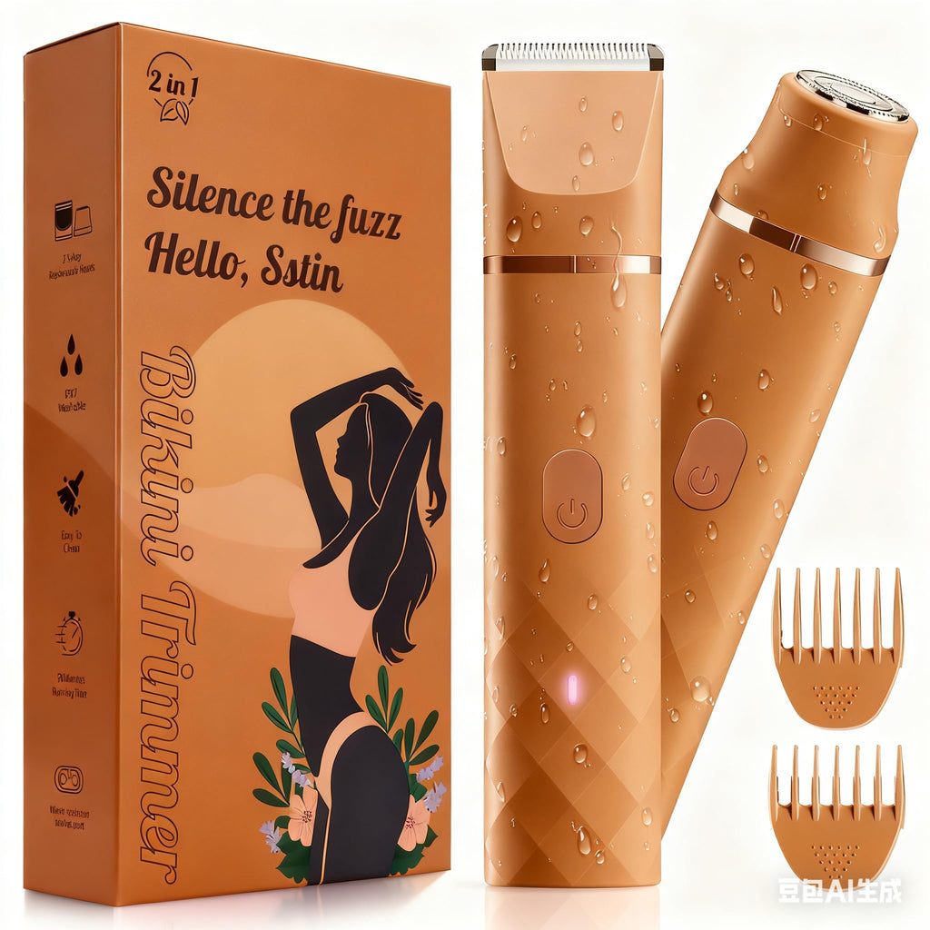 Bikini Trimmer for Women, IPX7 Waterproof, Painless Rechargeable Electric Razor Remover, 2-in-1 Facial & Pubic Hair Removal for Sensitive Skin, Portable Travel Size, Women’s Gift