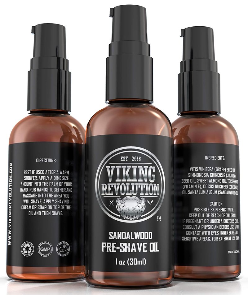 Viking Revolution Pre-Shave Oil for Men - Smooth & Irritation-Free Shave, 1 Fl Oz | Pack of 2