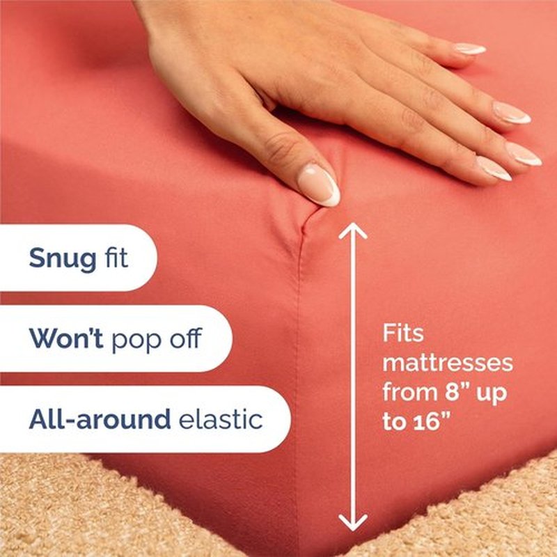 King Size 4 Piece Sheet Set - Ultra-Soft Cooling Bedding for All Ages - Deep Pockets | Oeko-Tex Certified - Coral