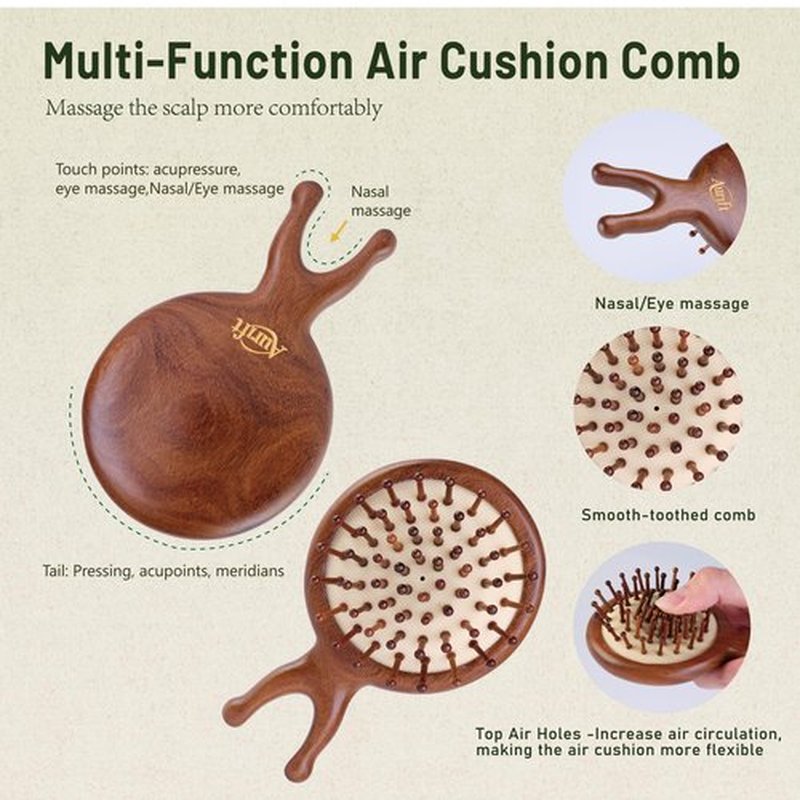 2PCS Mini Wooden Hair Brush & Comb Set, Head Scalp Massage Brush, Portable Travel Hair Care comb with Manual Massage Tool, Gift-Ready Box for Self-Care & Relaxation